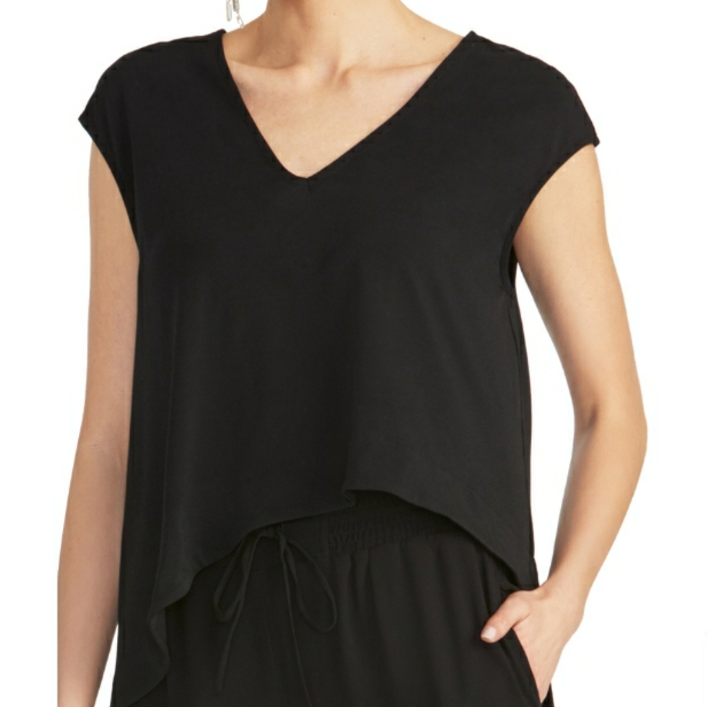 Rachel Roy Black Bina Cropped VNeck Top XXL